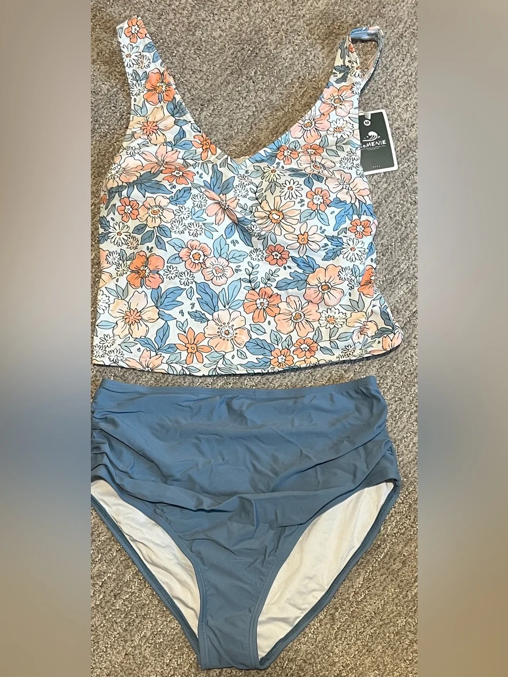 Two Piece Tankini Swimsuit Tummy Control U Back Swim Tank Top. 1966/8-3